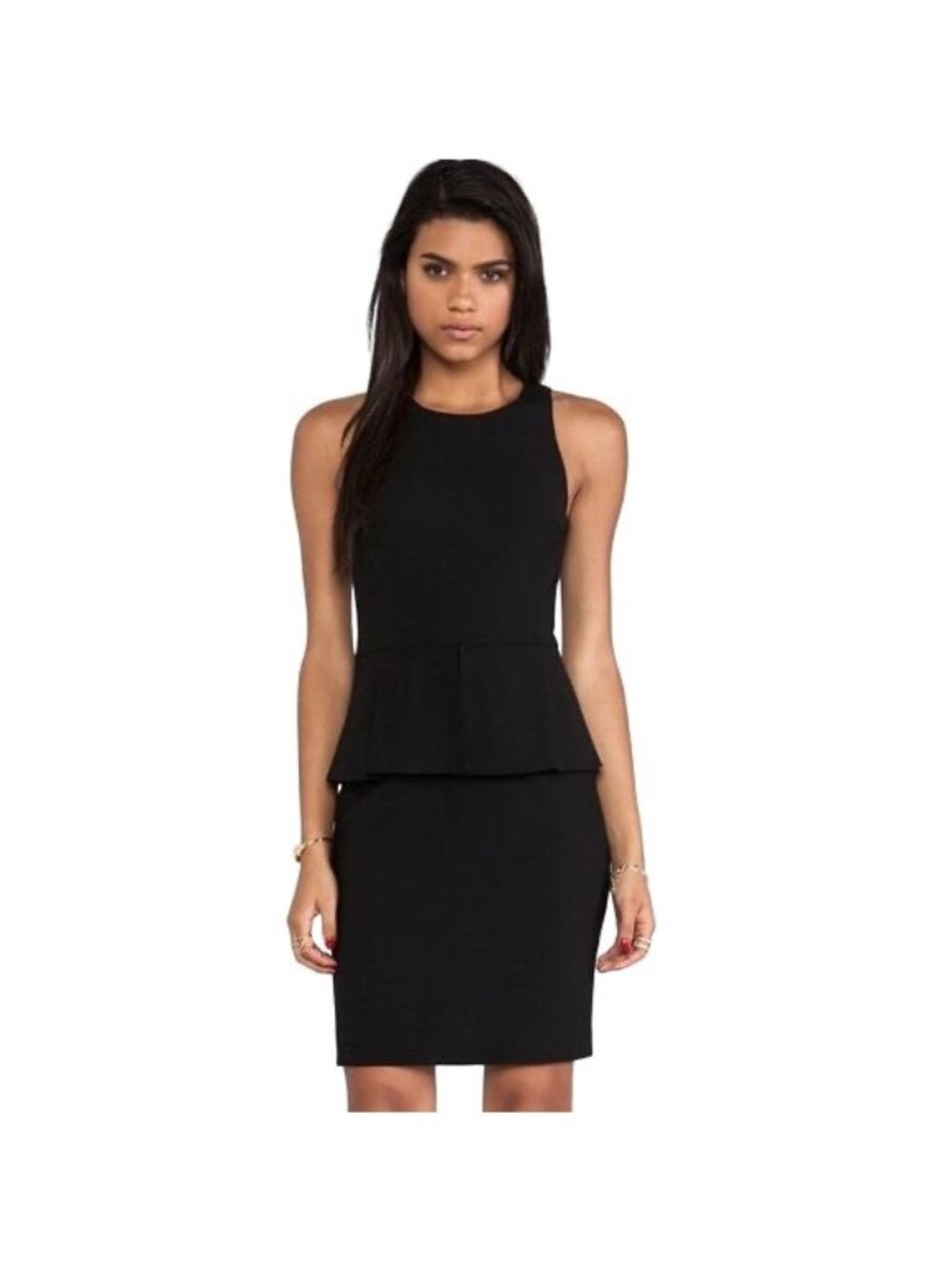 Theory Womens Black Virgin Wool Fefe Sleeveless Peplum Career Sheath Dress 6